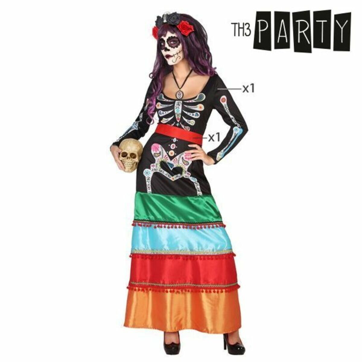 Costume for Adults Th3 Party Multicolour Skeleton (2 Units)