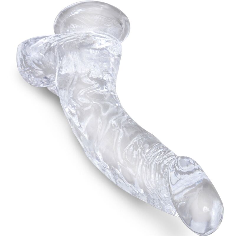 KING COCK CLEAR - REALISTIC CURVED PENIS WITH BALLS 16.5 CM TRANSPARENT