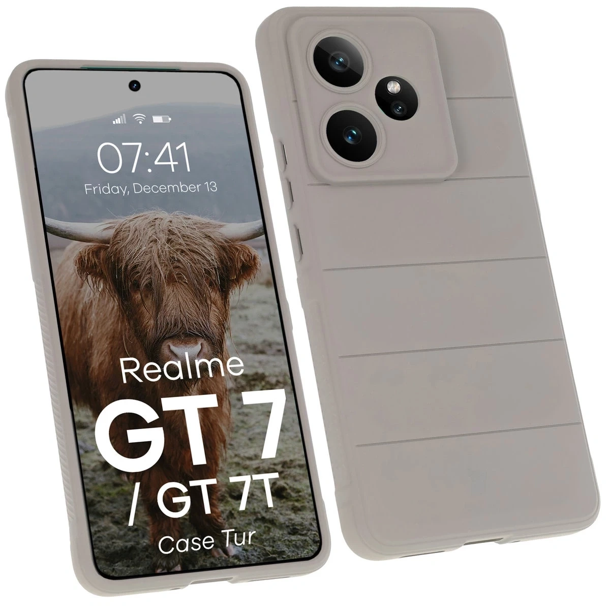 Pancerne etui Bizon Case Tur do Realme GT 7 / 7T jasnoszare