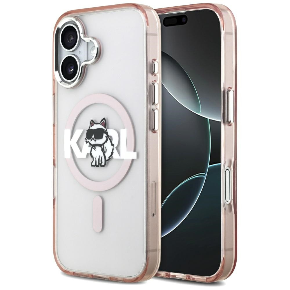 Etui Karl Lagerfeld IML Choupette Sketch Logo MagSafe do Apple iPhone 17 różowy