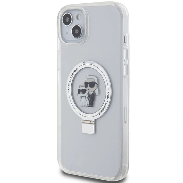 Karl Lagerfeld KLHMP15MHMRSKCH Apple iPhone 15 Plus / 14 Plus hardcase Ring Stand Karl&Choupettte MagSafe white