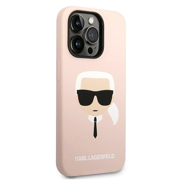 Karl Lagerfeld KLHMP14XSLKHLP Apple iPhone 14 Pro Max hardcase light pink Silicone Karl`s Head Magsafe