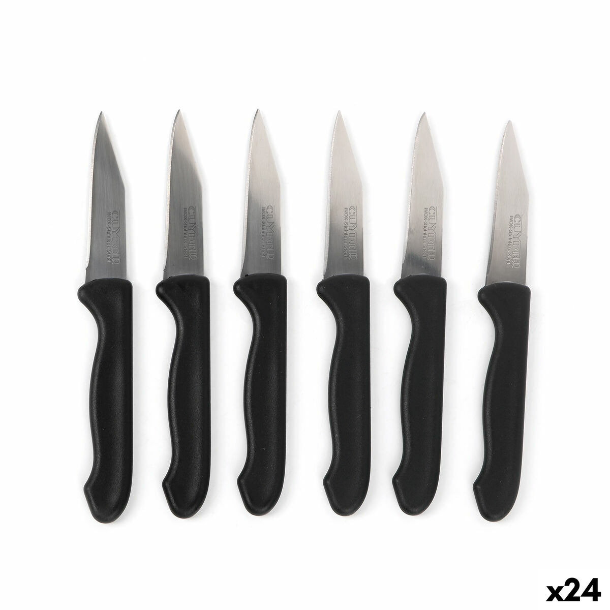 Peeler Knife Set Cuyfor Black Silver Stainless steel 7,5 cm 6 Pieces (24 Units)
