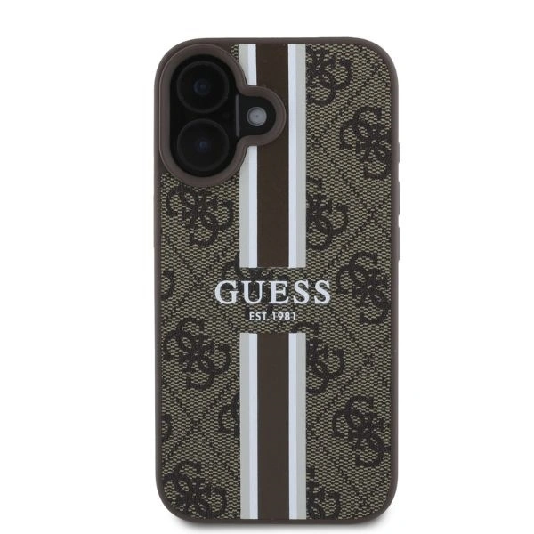 Case Guess GUHMP16SP4RPSW Apple iPhone 16 hardcase 4G Printed Stripes MagSafe brown