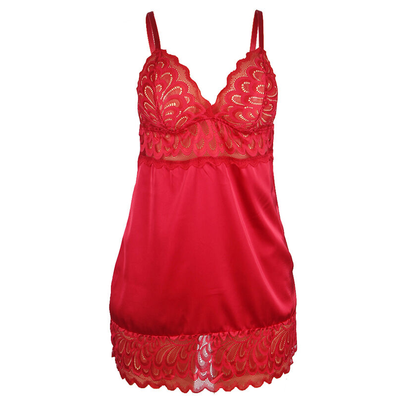SUBBLIME - SATIN BABYDOLL WITH LACE RED S/M SUBBLIME - SATIN BABYDOLL WITH LACE RED S/M