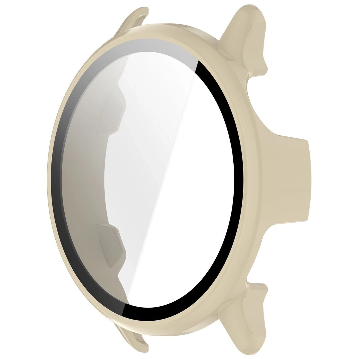 Etui ze szkłem do zegarka Bizon Case+Glass Watch do Garmin Vivoactive 6 beżowe