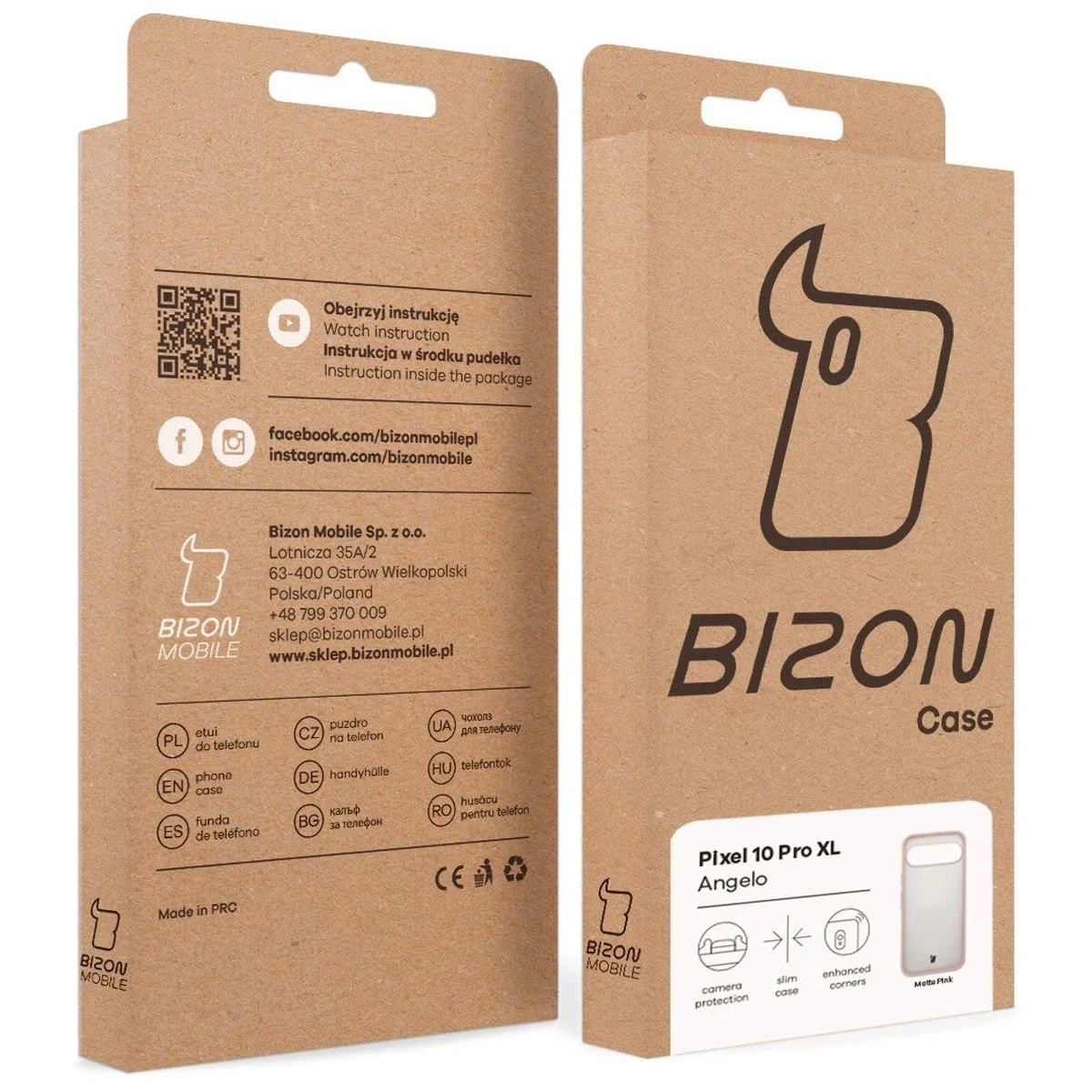 Etui Bizon Case Angelo do Google Pixel 10 Pro XL półprzezroczyste z różową ramką