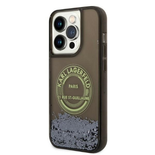 Karl Lagerfeld KLHCP14LLCRSGRK Apple iPhone 14 Pro black hardcase Liquid Glitter RSG