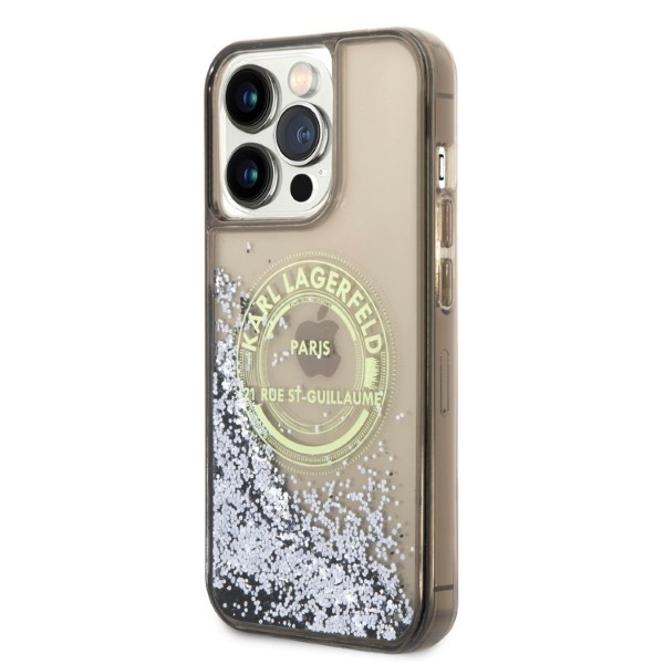 Karl Lagerfeld KLHCP14XLCRSGRK Apple iPhone 14 Pro Max black hardcase Liquid Glitter RSG