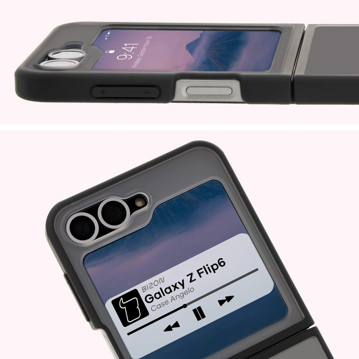 Bizon Case Angelo Samsung Galaxy Z Flip6 smoky with a black frame