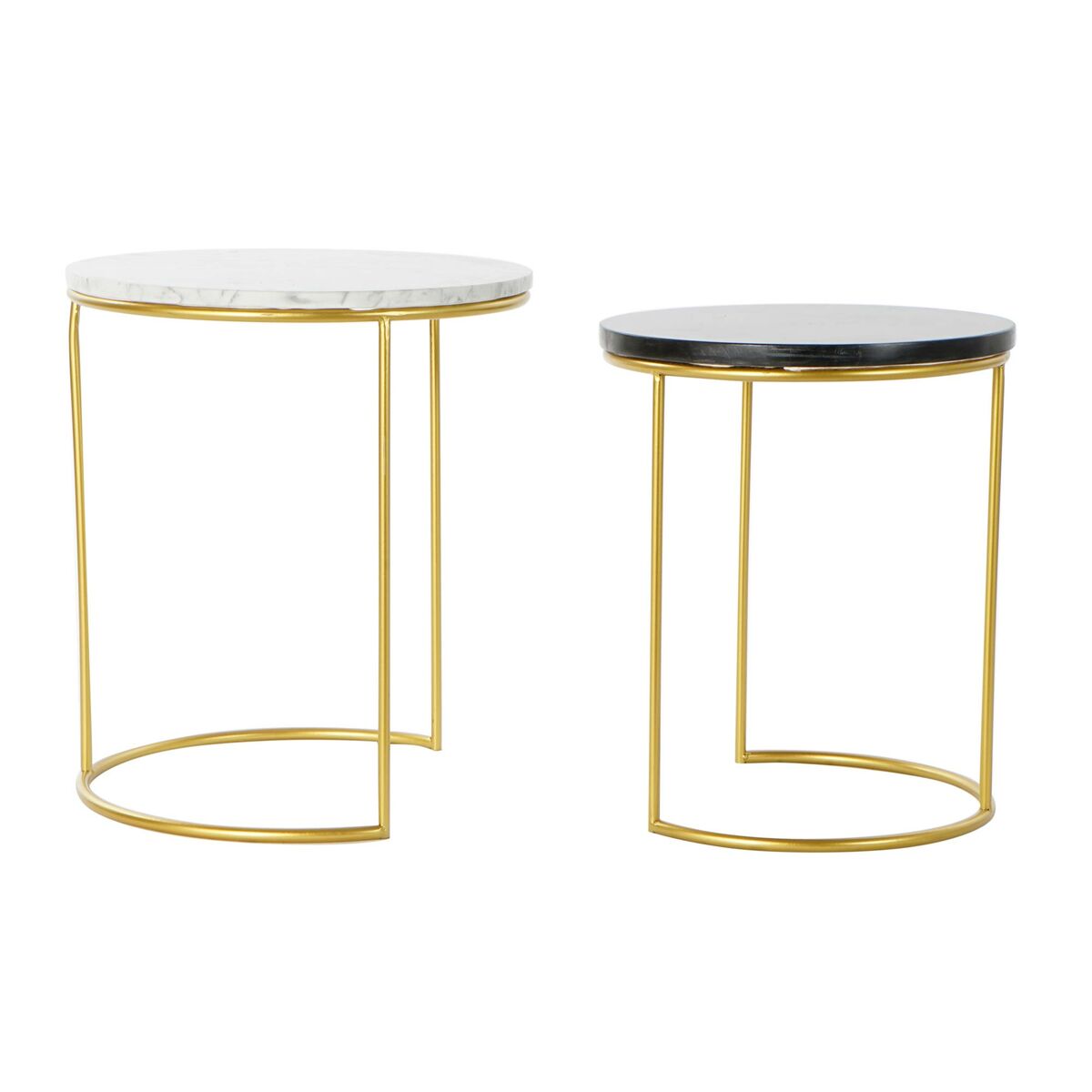 Set of 2 tables DKD Home Decor White Black Golden Metal Marble 40 x 40 x 46,5 cm