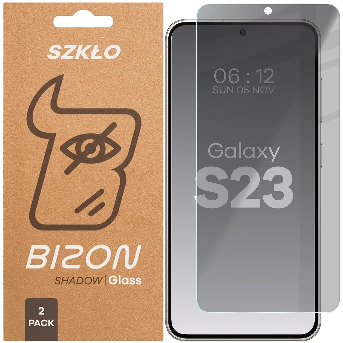 Prywatyzujące szkło hartowane Bizon Glass Clear Shadow do Samsung Galaxy S23 przyciemniane [2 PACK]