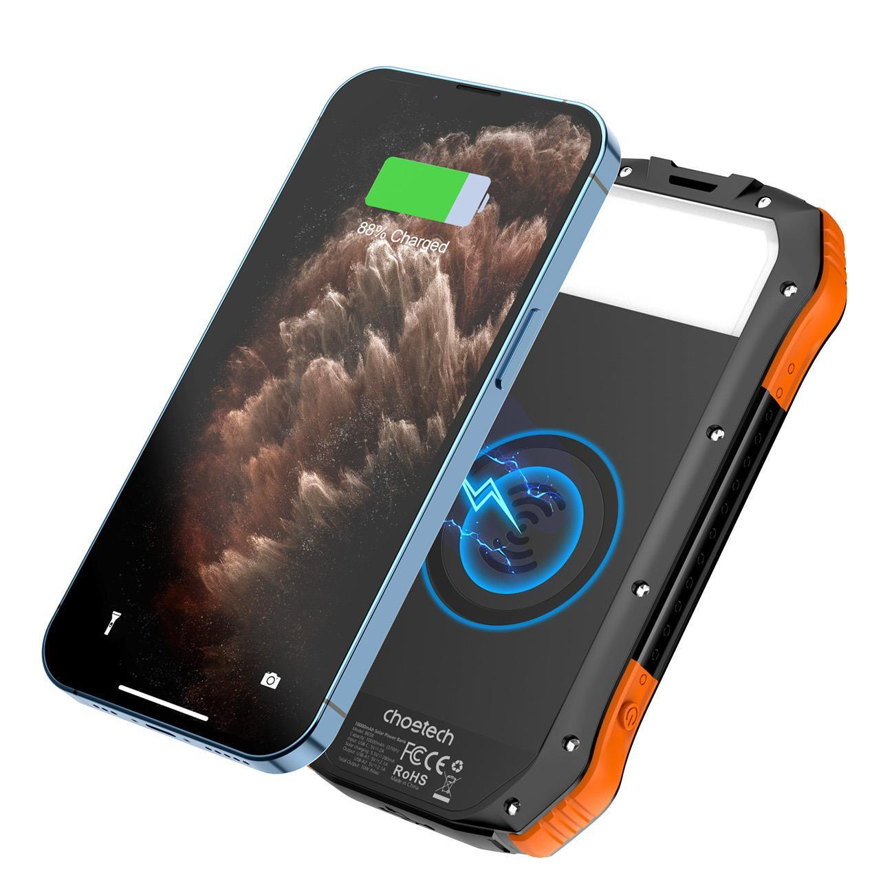 Choetech B659 Solar Powerbank Wireless Charger 10000mAh Qi 5W orange