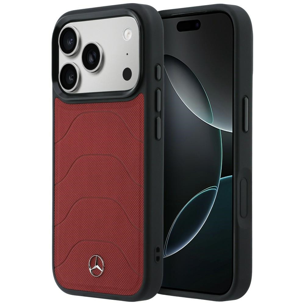 Etui Mercedes Leather Mesh with Bow Line MagSafe do Apple iPhone 17 Pro czerwony