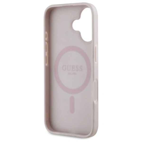 Guess GUHMP16SP4ROPEMCP Apple iPhone 16 hardcase 4G Flowers Print MagSafe pink