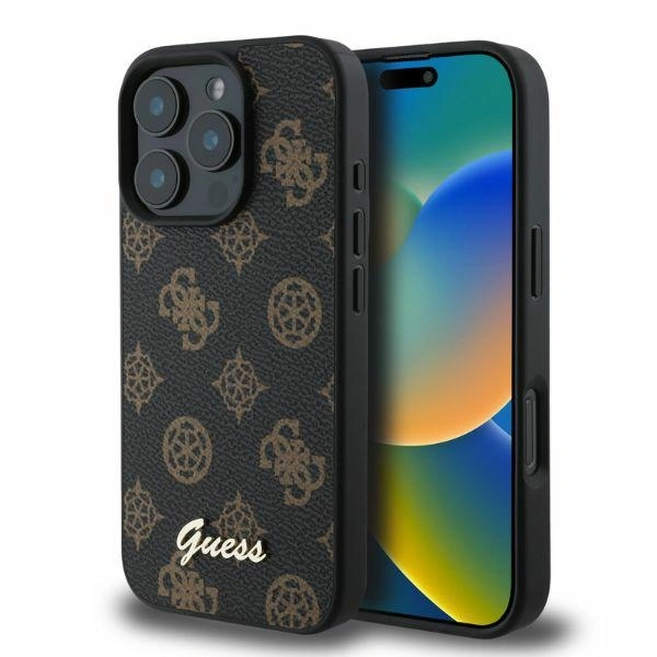 Case Guess GUHMP16XPGPYSK Apple iPhone 16 Pro Max hardcase Peony Script MagSafe black
