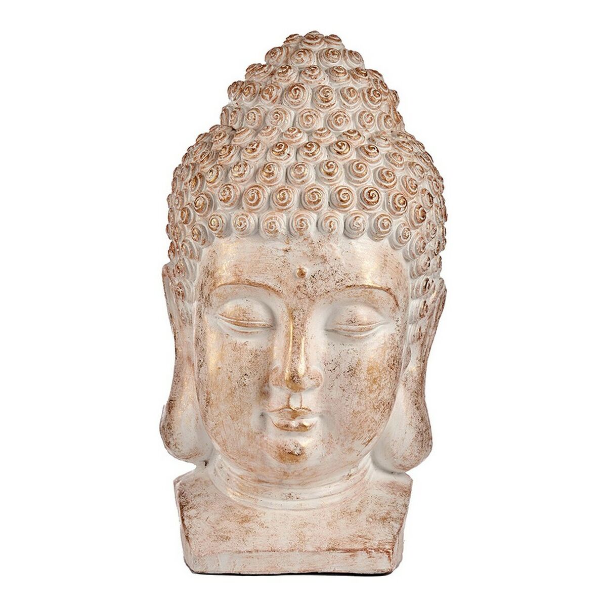 Decorative Garden Figure Buddha Head White/Gold Polyresin (35 x 65,5 x 38 cm)