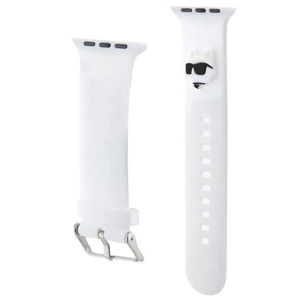 Karl Lagerfeld KLAWLSLCNH Apple Watch 4/5/6/7/SE/8/9/Ultra 44/45/49mm strap 3D Rubber Choupette Head white