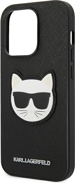 Karl Lagerfeld KLHCP14XSAPCHK Apple iPhone 14 Pro Max hardcase black Saffiano Choupette Head Patch