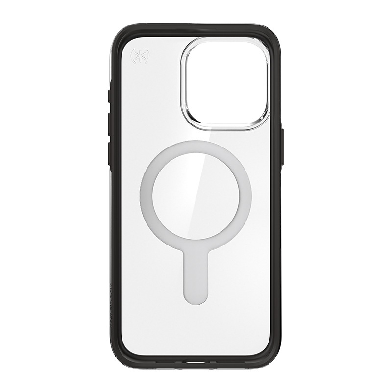 Speck Presidio Perfect-Clear ClickLock MagSafe Apple iPhone 15 Pro Max (Clear/Frosted Black/Slate Grey)