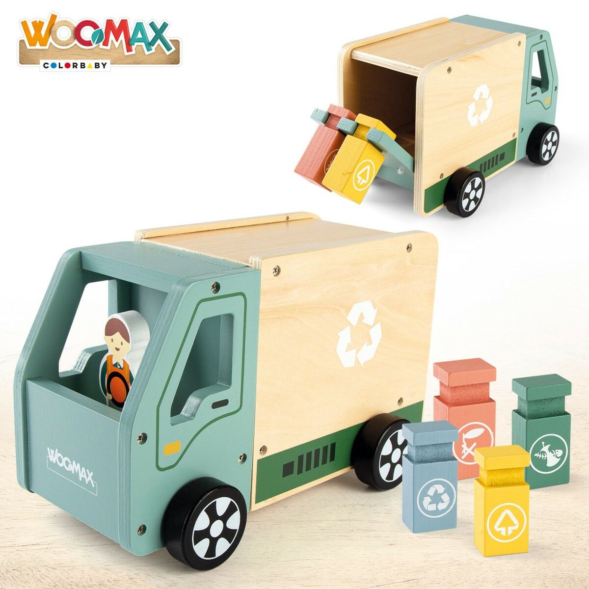 Müllwagen Woomax 8 Stücke Spielzeug 24 x 15 x 13,5 cm (4 Stück)