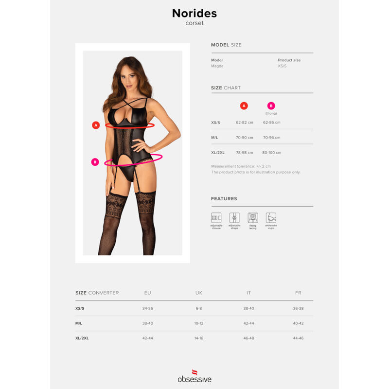 OBSESSIVE - NORIDES CORSET & THONG XS/S