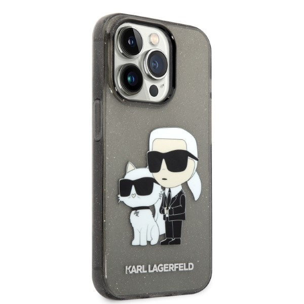 Karl Lagerfeld KLHCP14LHNKCTGK Apple iPhone 14 Pro black hardcase IML GLIT NFT Karl&Choupette