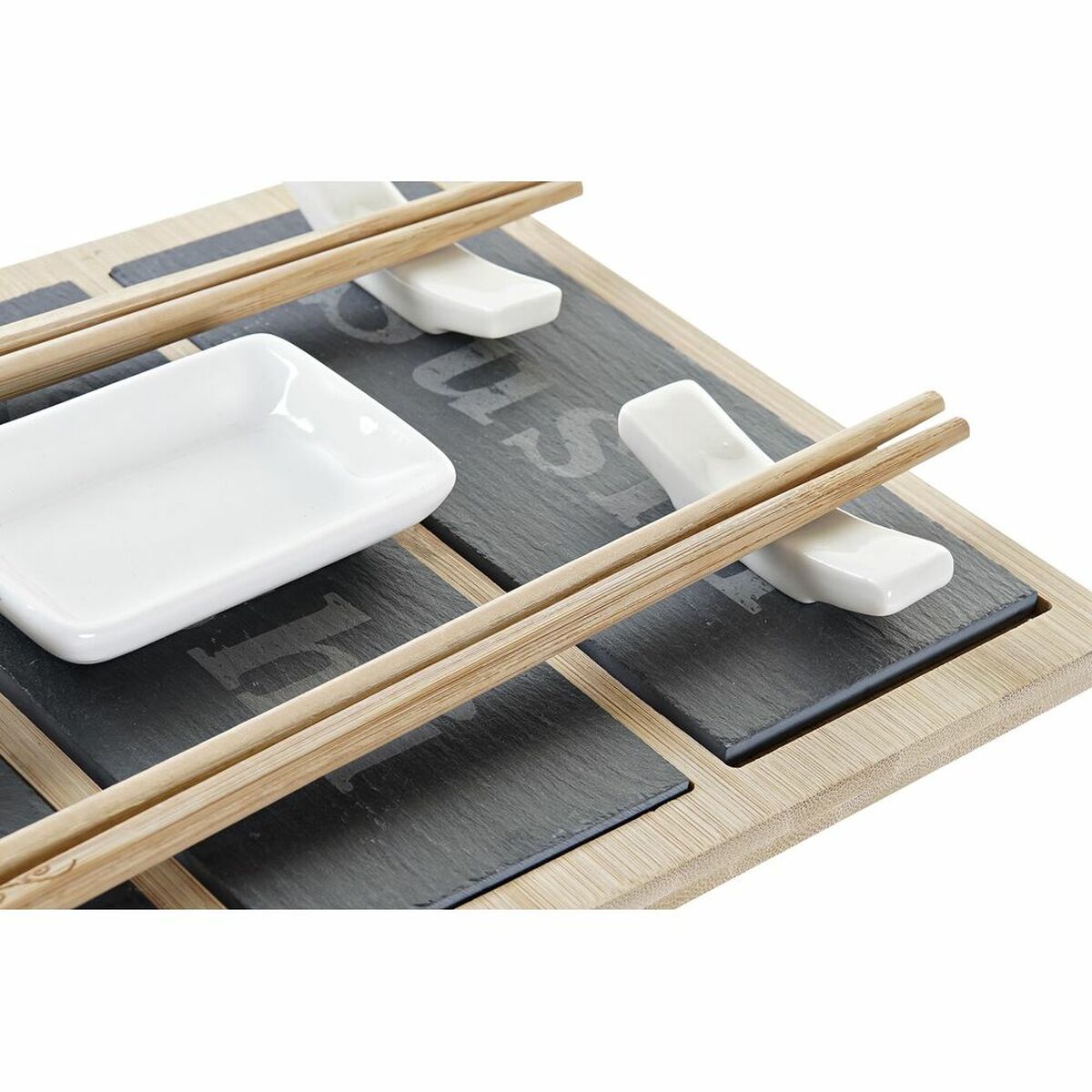Sushi Set DKD Home Decor 25 x 19 x 3 cm Natural Black Board Oriental