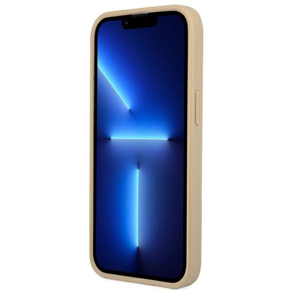 Guess GUHCP14LPSATLE Apple iPhone 14 Pro beige hardcase SaffianoTriangle Logo
