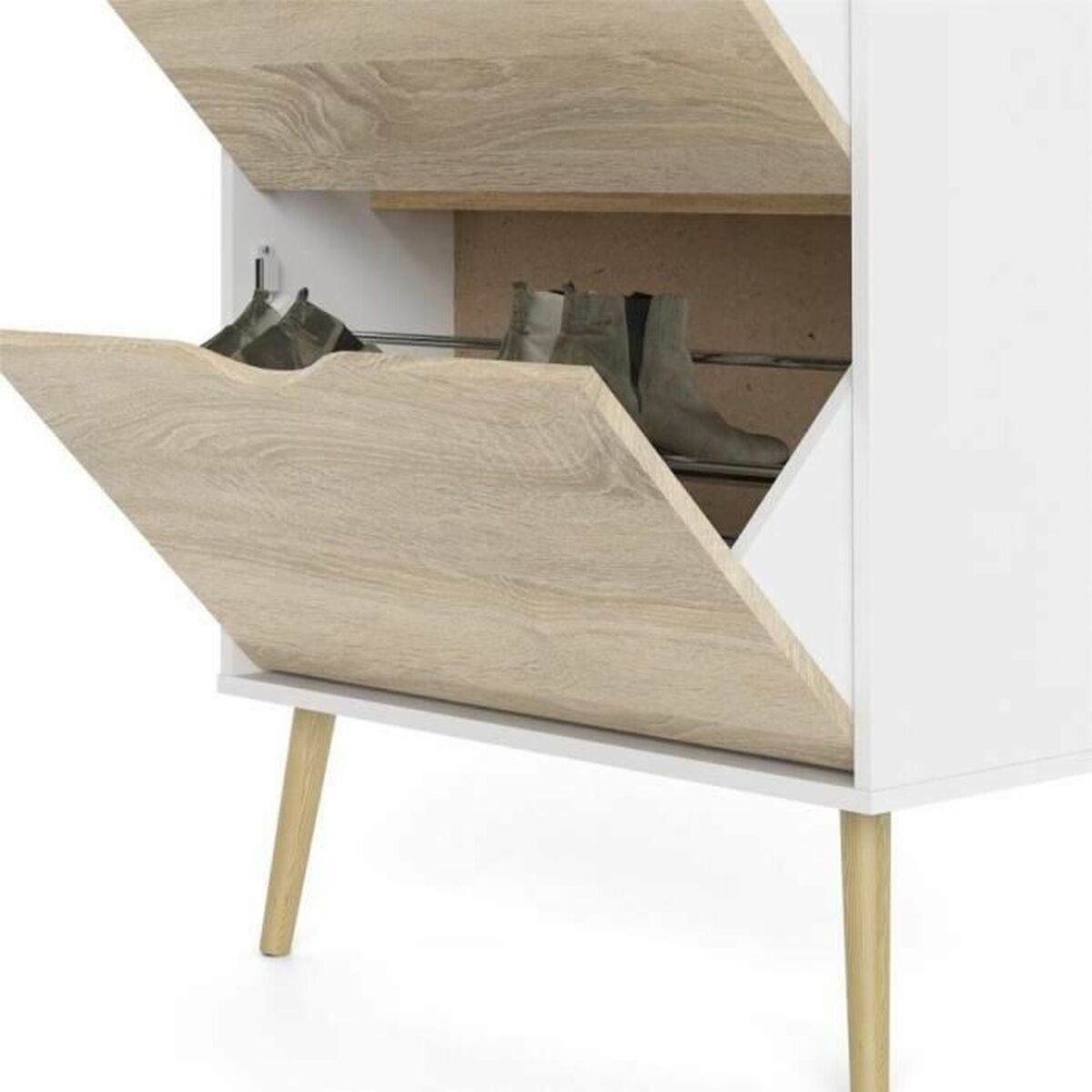 Shoe Rack White Wood Oak 70,2 x 23,9 x 138,9 cm