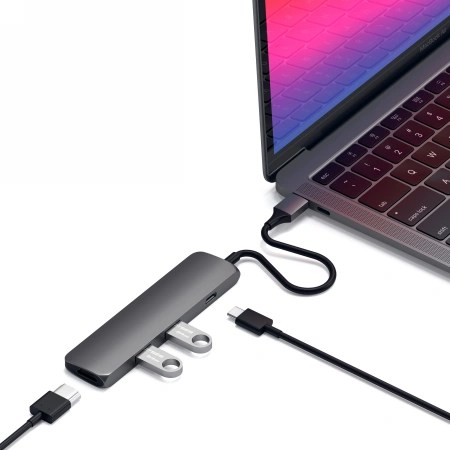 Satechi 4-in-1 Slim Multiport Adapter 4K USB-C / 2xUSB-A, USB-C, 4K HDMI