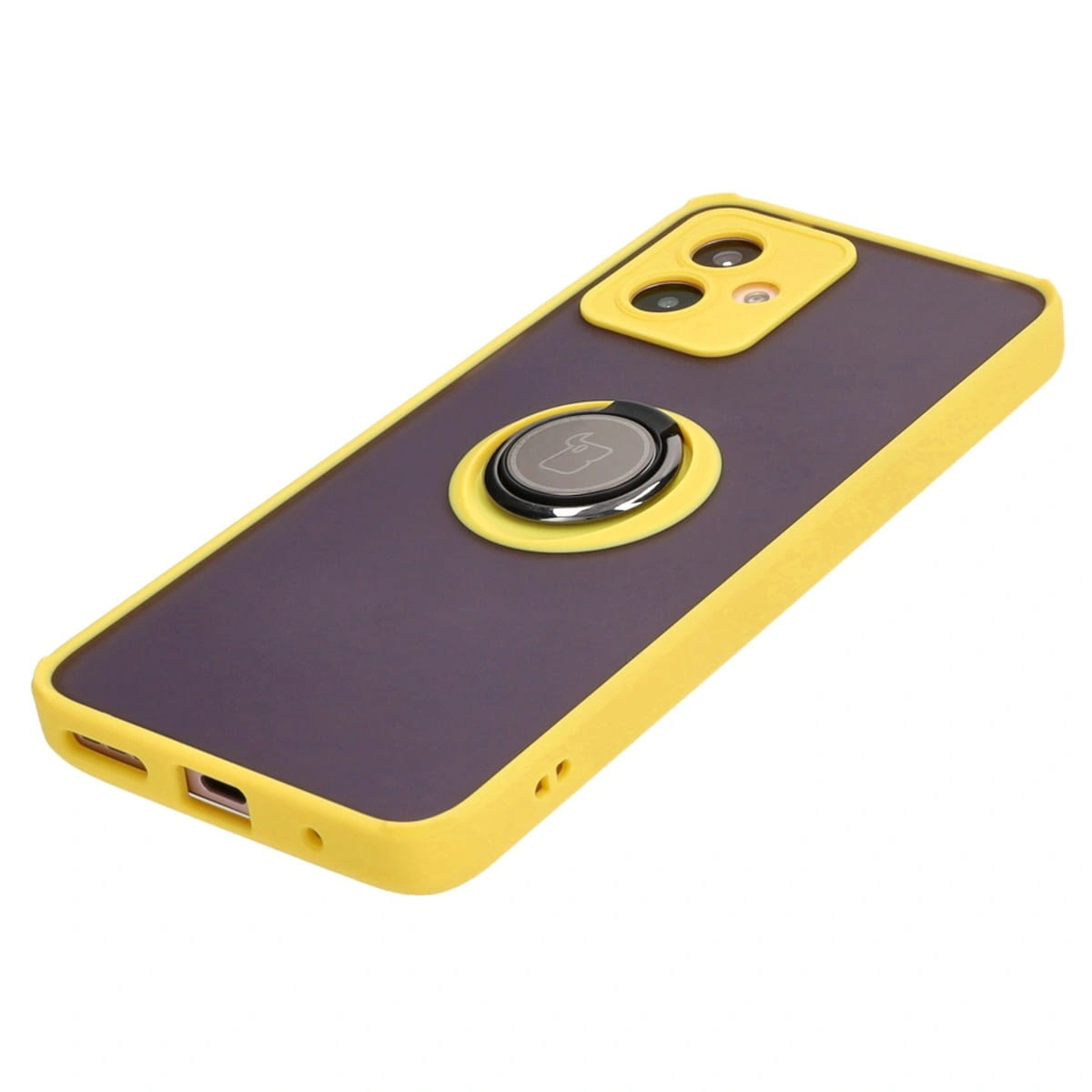 Bizon Case Hybrid Ring Motorola Moto G14 smoky with a yellow frame