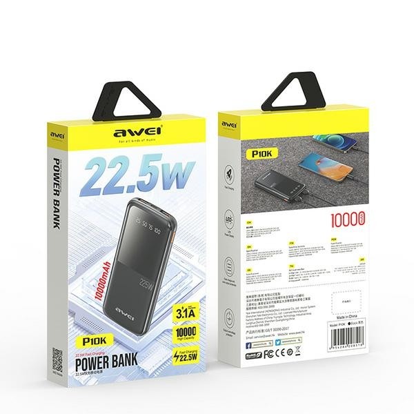 AWEI P10K powerbank 10000mAh 22.5W black