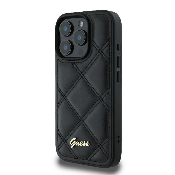 Case Guess GUHCP16LPSQSQSK Apple iPhone 16 Pro hardcase Quilted Metal Logo black