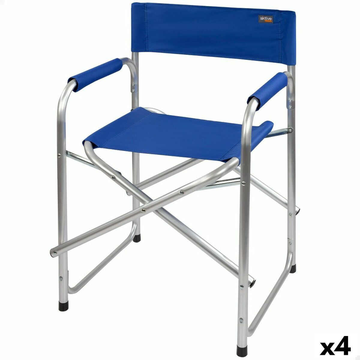 Foldable Camping Chair Aktive Blue 56 x 78 x 49 cm (4 Units)