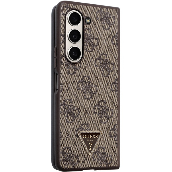 Guess GUHCZFD5P4TDPW Samsung Galaxy Z Fold 5 hardcase Leather 4G Triangle Strass brown
