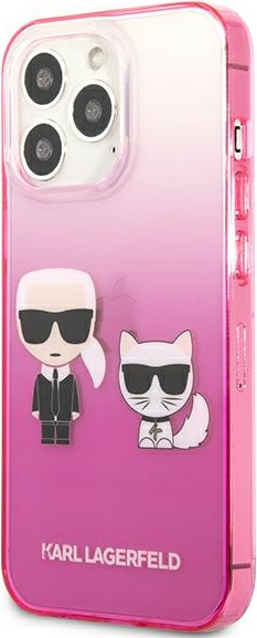 Karl Lagerfeld KLHCP13LTGKCP Apple iPhone 13 Pro hardcase pink Gradient Ikonik Karl & Choupette