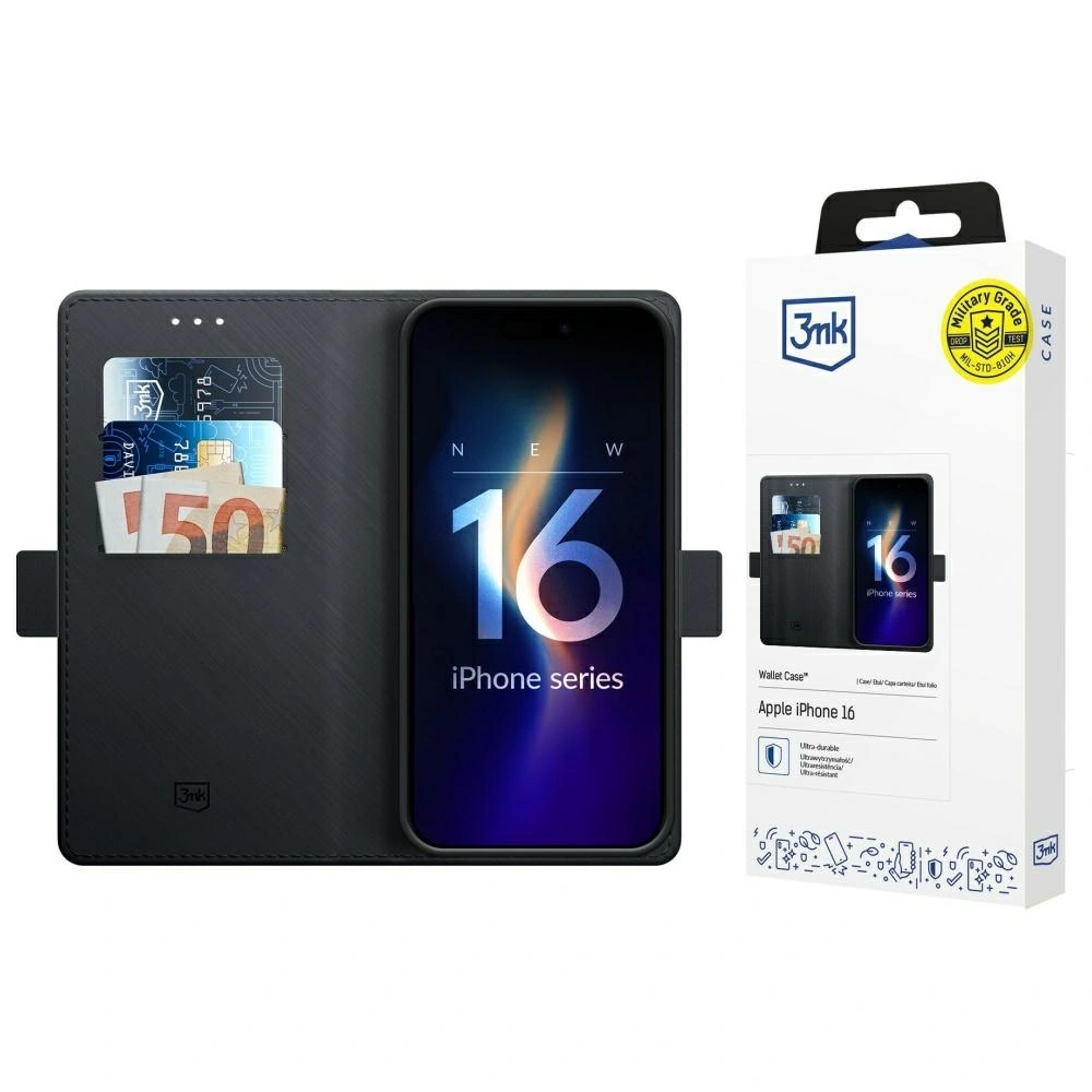 Etui z klapką 3MK Wallet Case do Apple iPhone 17 czarny