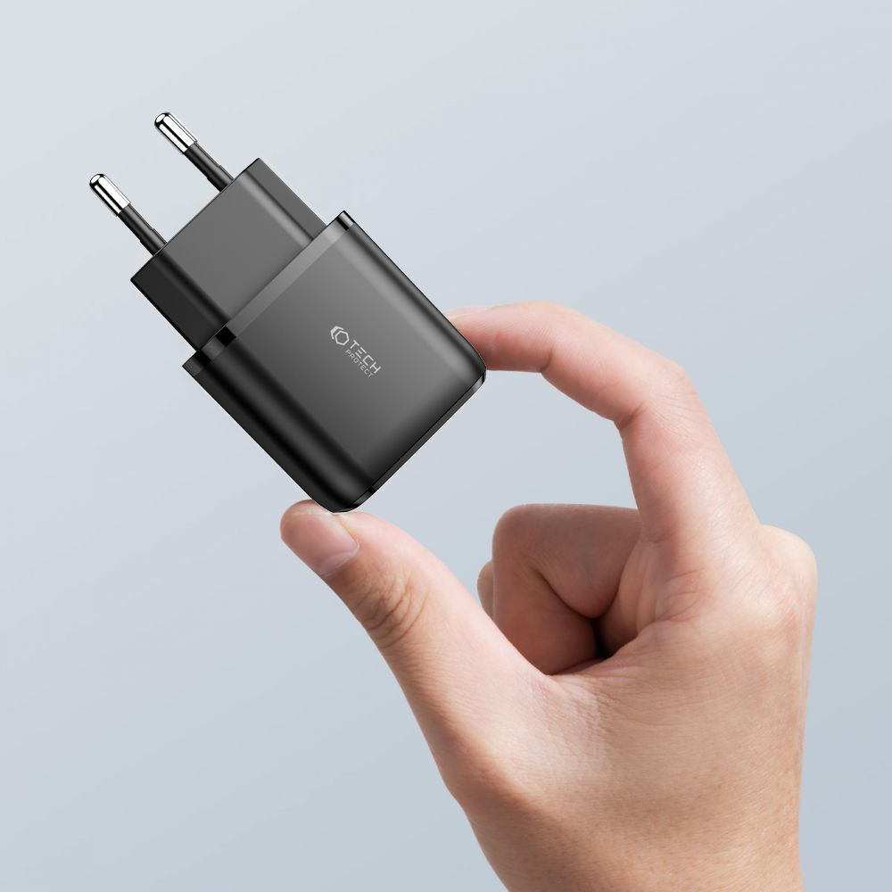 Tech-Protect C20W 2-port Network Charger PD 20W QC 3.0 Black