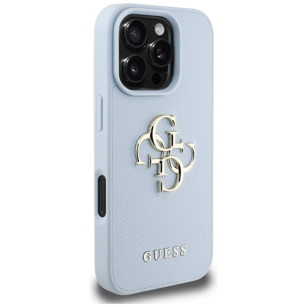 Guess Grained Big 4G Logo Small Classic Logo Apple iPhone 16 Pro Max blue