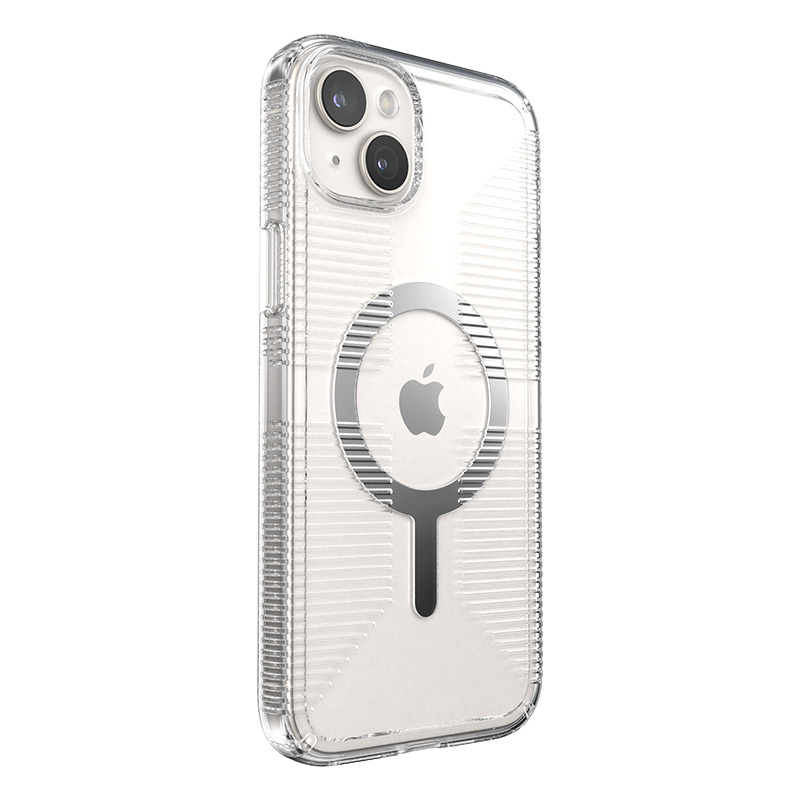 Speck Gemshell Grip MagSafe Apple iPhone 15 Plus (Clear/Chrome Finish)