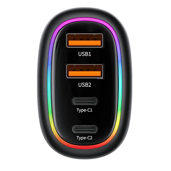 USAMS Car Charger 2xUSB-C 2xUSB-A C34 120W Fast Charge Blue CC169CC01 (US-CC169)