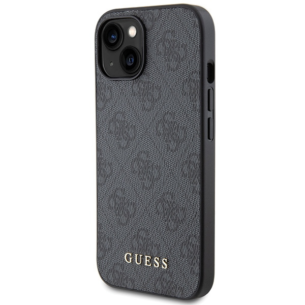 Guess GUHCP15SG4GFGR Apple iPhone 15 hard case 4G Metal Gold Logo grey