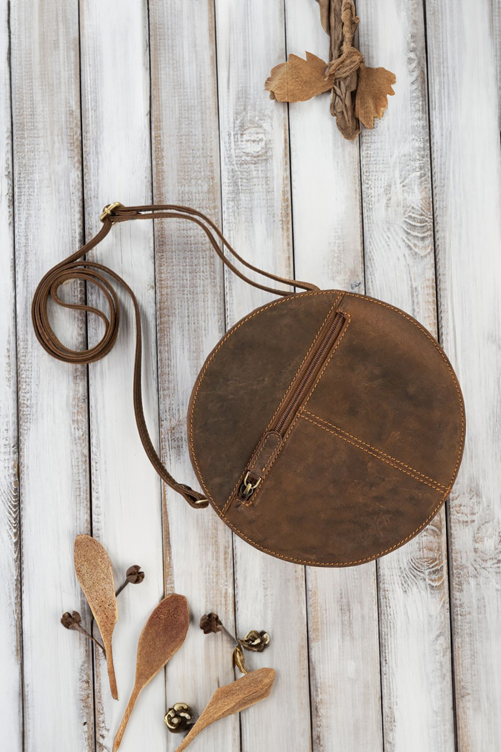  Natural leather bag model 191523 Galanter  brown