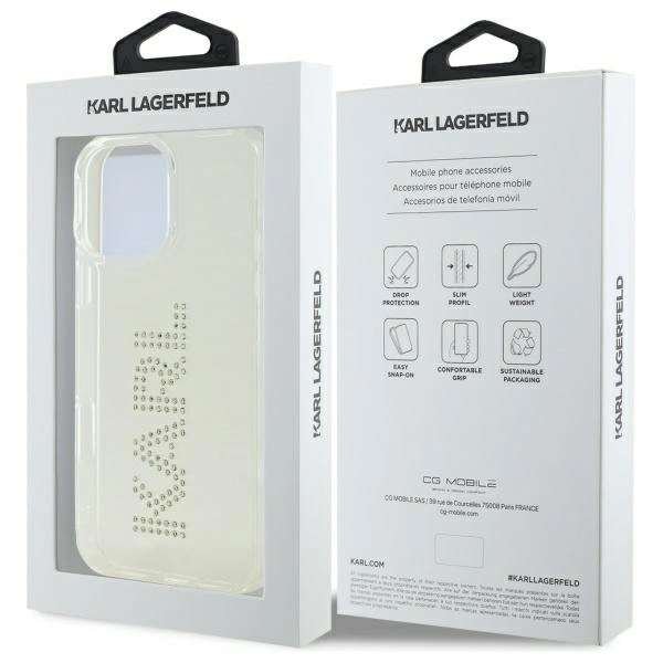 Karl Lagerfeld KLHCP16XHKLSTDCT Apple iPhone 16 Pro Max hardcase IML Rhinestones Logo transparent