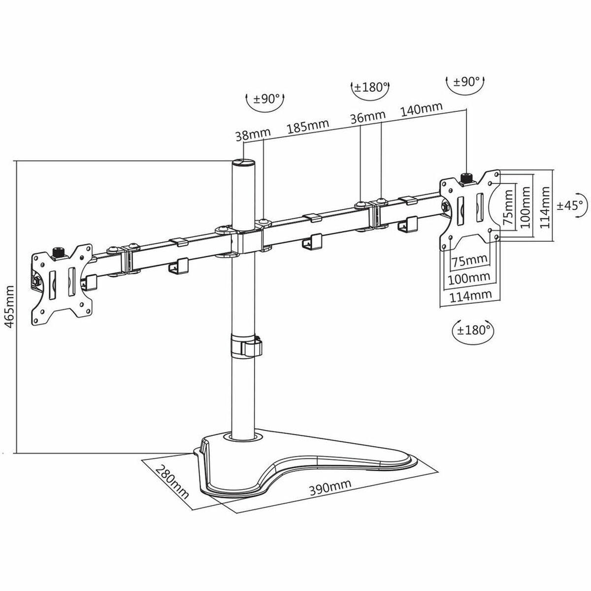 Uchwyt Stołowy do Monitora V7 DS2FSD-2E           