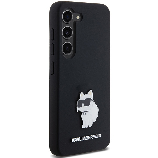 Karl Lagerfeld KLHCS23SSMHCNPK Samsung Galaxy S23 hardcase Silicone Choupette Metal Pin black