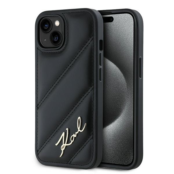 Karl Lagerfeld KLHCP15MPQDSMGK Apple iPhone 15 Plus / 14 Plus hardcase Diagonal Quilted Script black