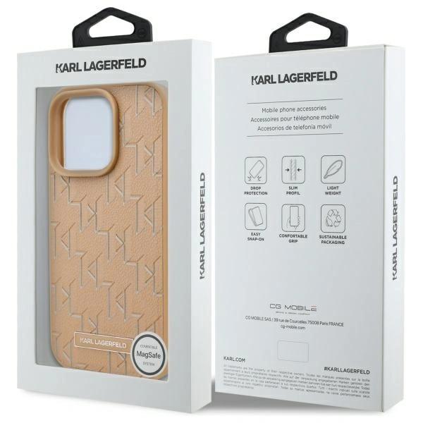 Karl Lagerfeld KLHMP16XPKHPORPE Apple iPhone 16 Pro Max hardcase Hot Stamp Magsafe beige