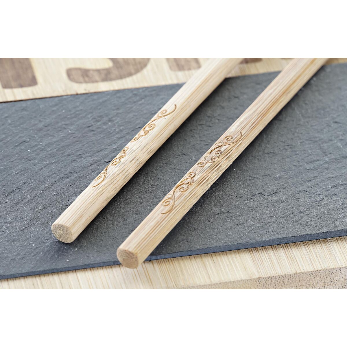 Sushi Set DKD Home Decor 25 x 22 x 3 cm Natural Black Board Oriental